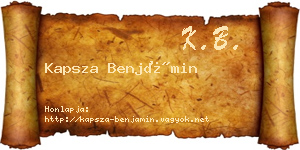 Kapsza Benjámin névjegykártya