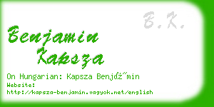 benjamin kapsza business card